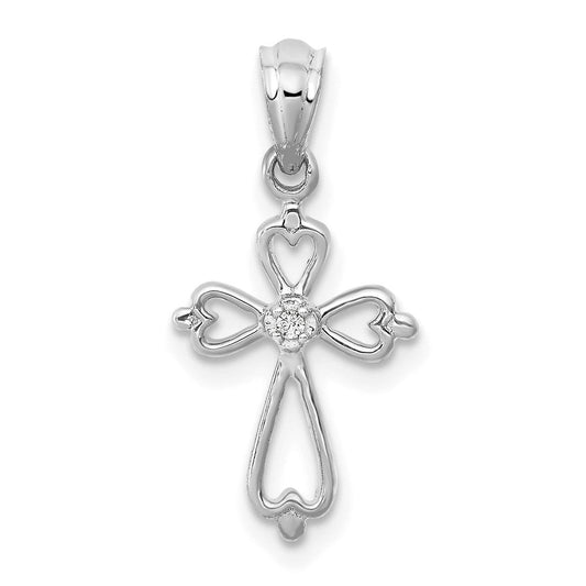 14k white gold real diamond accented cross pendant pm4996 001 wa