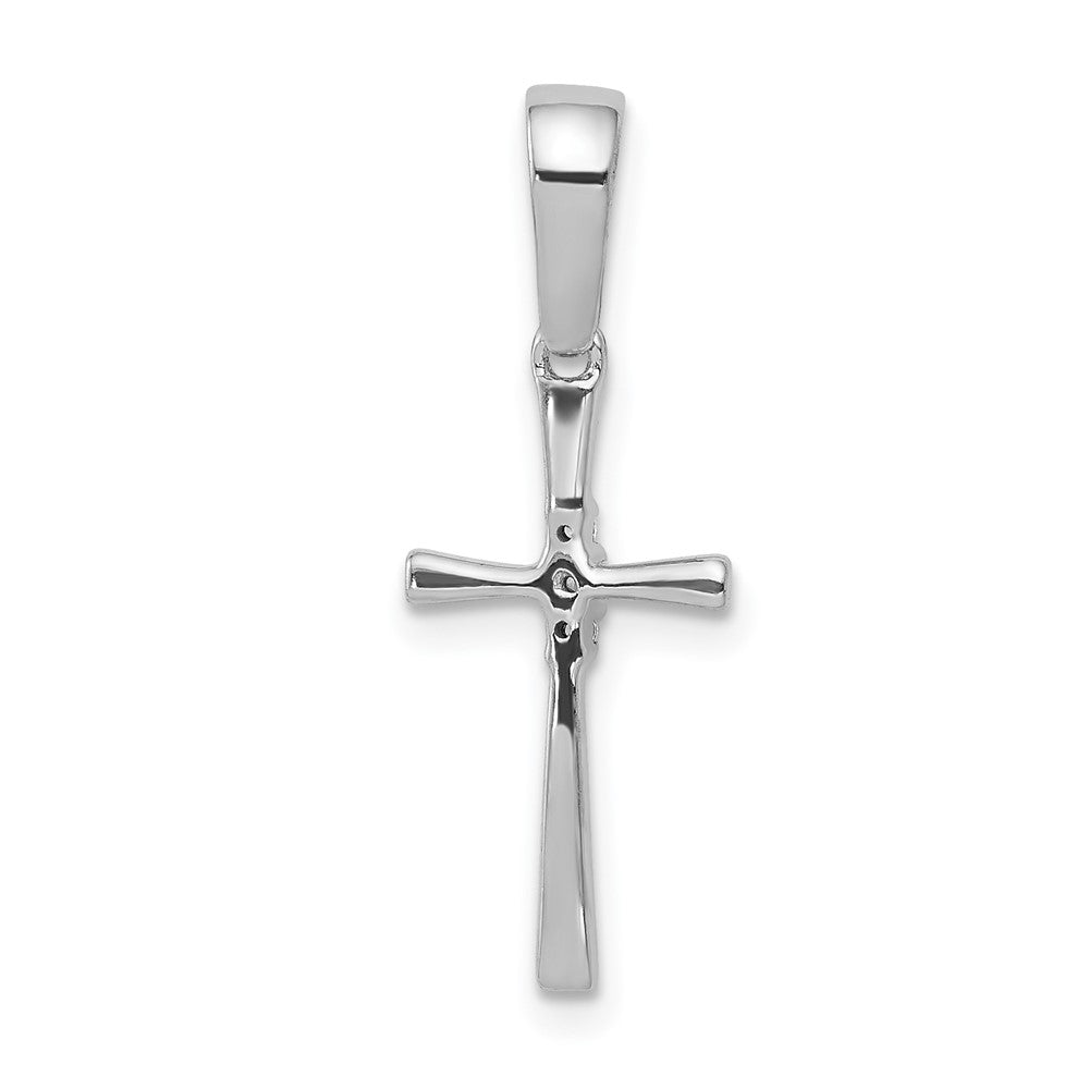 Solid 14k White Gold .02ct. Simulated CZ Cross Pendant