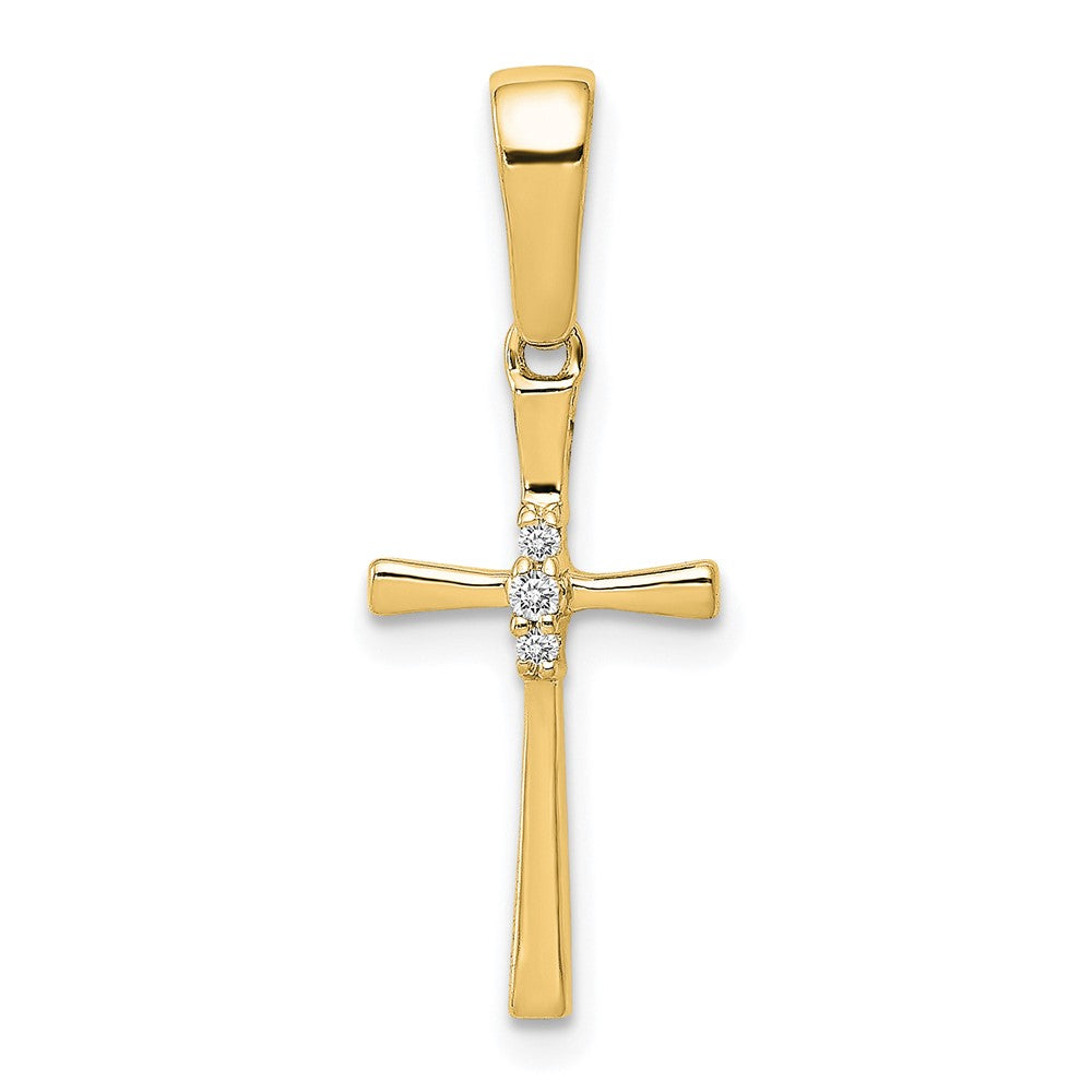 14k yellow gold 02ct real diamond cross pendant pm5007 002 ya