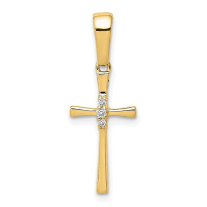 14k yellow gold 02ct real diamond cross pendant pm5007 002 ya