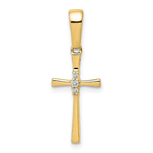 14k yellow gold 02ct real diamond cross pendant pm5007 002 ya