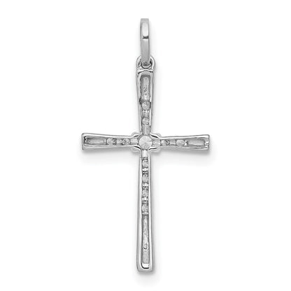 Solid 14k White Gold 1/10ct. Simulated CZ Cross Pendant