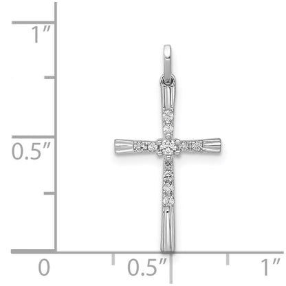 Solid 14k White Gold 1/10ct. Simulated CZ Cross Pendant