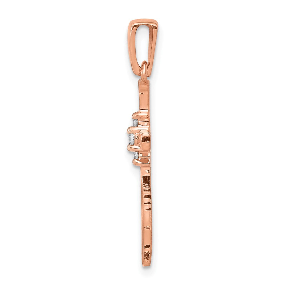 Solid 14k Rose Gold .03ct. Simulated CZ Cross Pendant