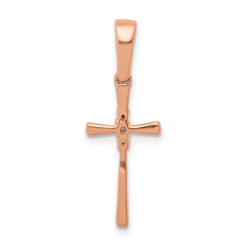 Solid 14k Rose Gold 1/20ct. Simulated CZ Cross Pendant
