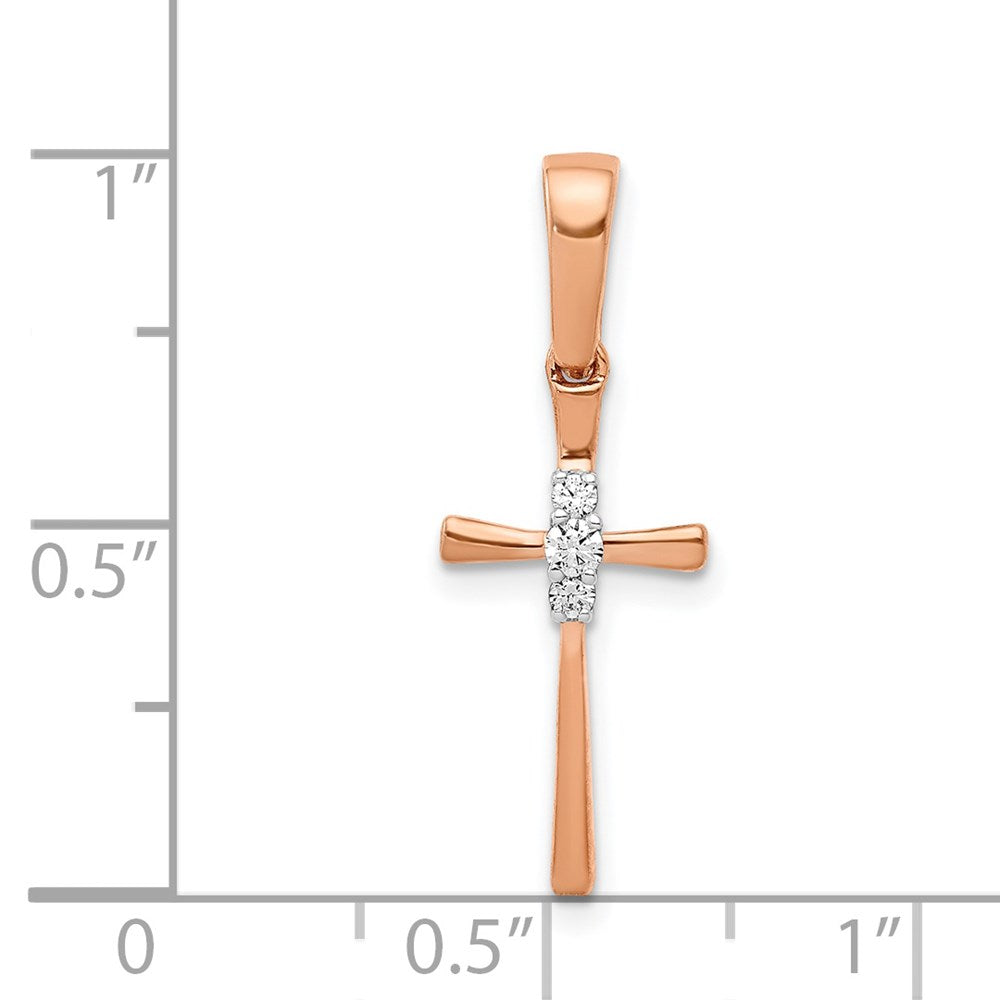 Solid 14k Rose Gold 1/20ct. Simulated CZ Cross Pendant