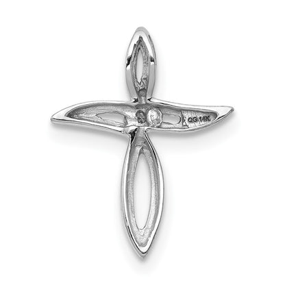 Solid 14k White Gold AA Simulated CZ Cross Pendant