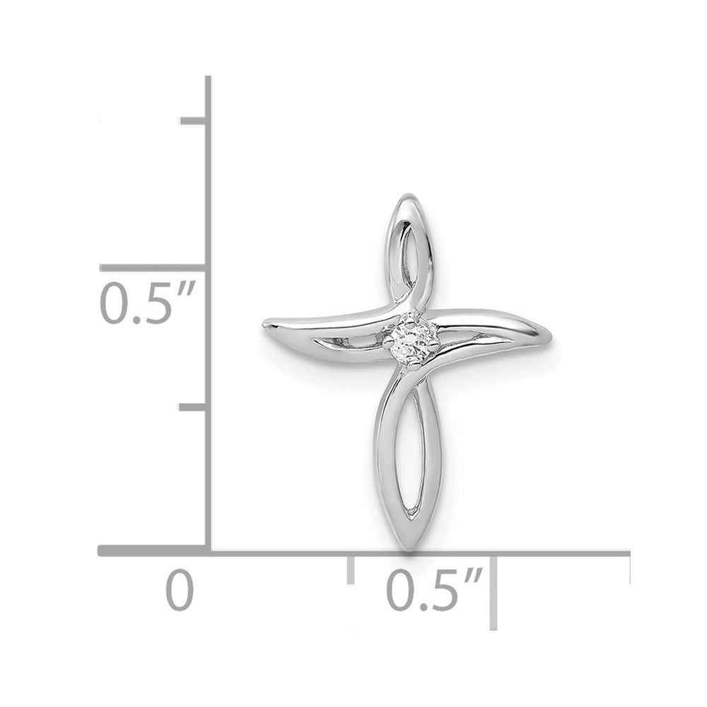 Solid 14k White Gold AA Simulated CZ Cross Pendant