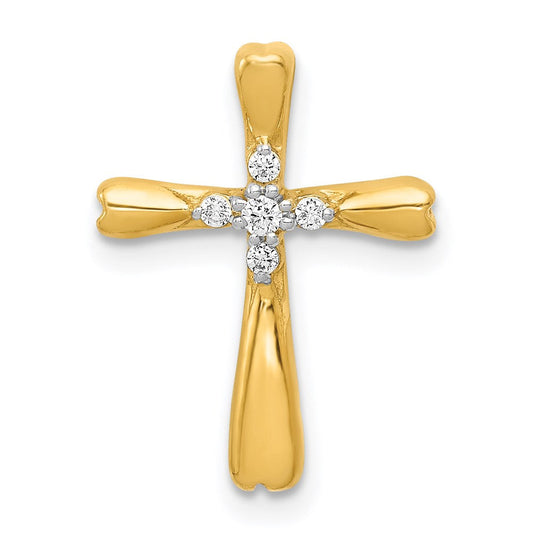 14k yellow gold real diamond cross slide pendant pm5013 005 ya