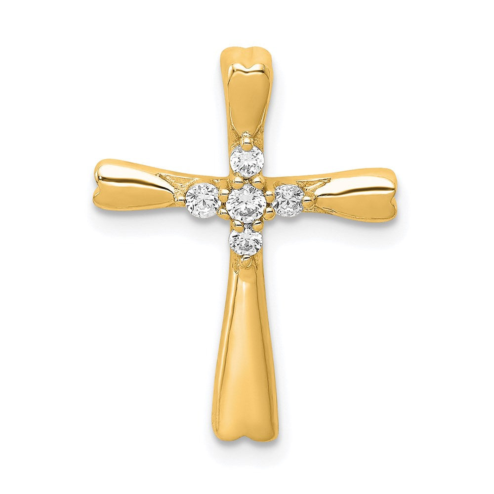 14k yellow gold real diamond cross slide pendant pm5013 016 ya