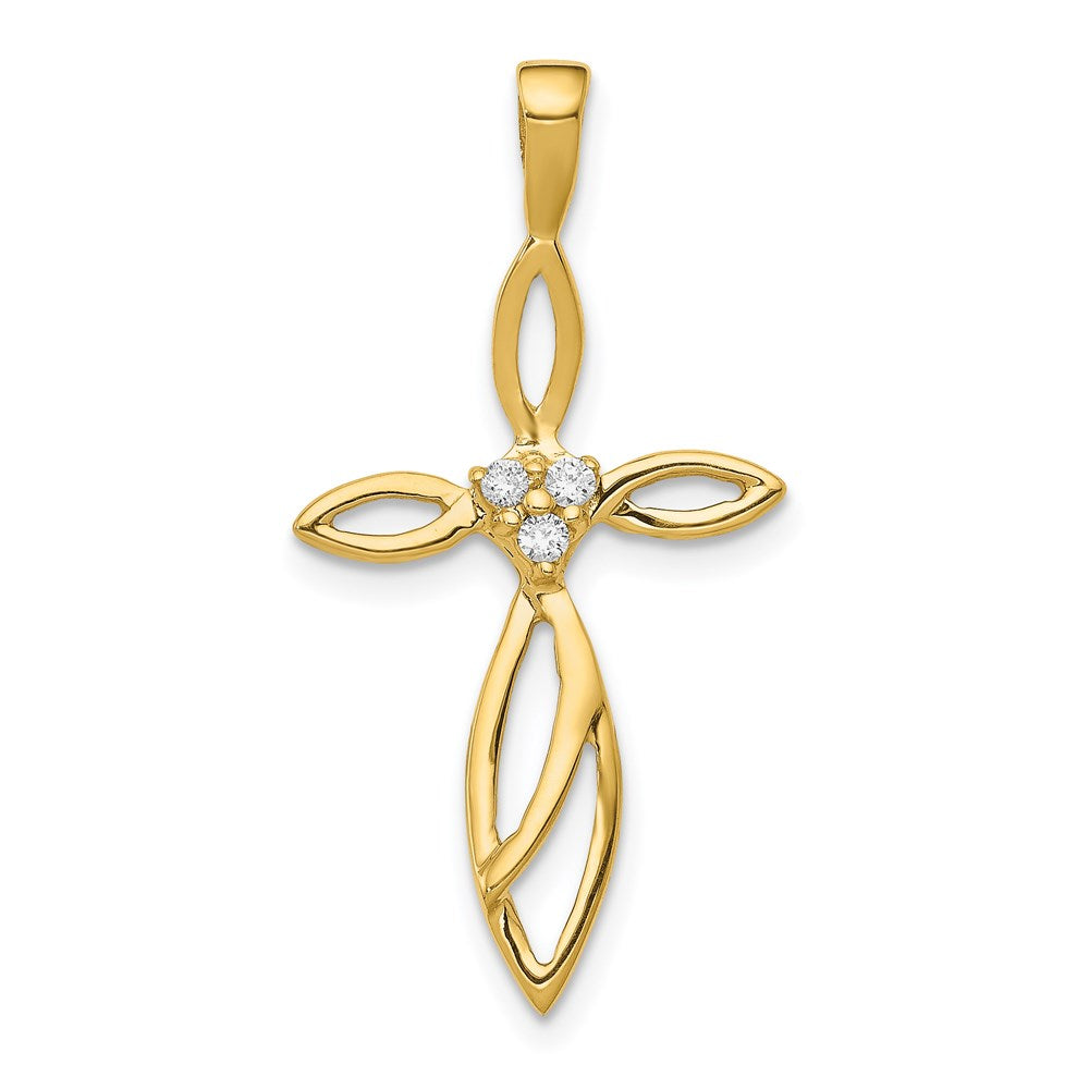 14k yellow gold aa real diamond cross pendant pm5014 005 ya