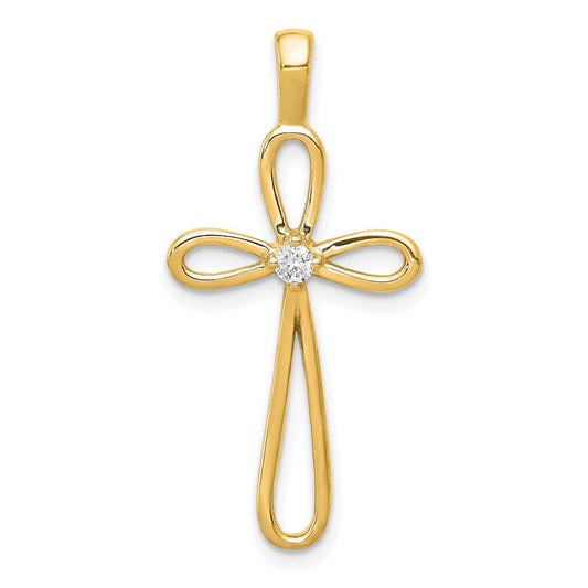 14k yellow gold aa real diamond cross pendant pm5015 005 ya