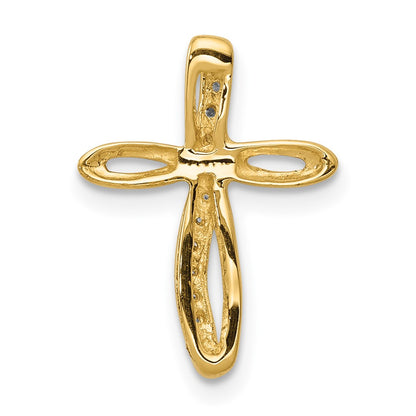 Solid 14k Yellow Gold AA Simulated CZ Cross Pendant