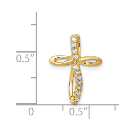 Solid 14k Yellow Gold AA Simulated CZ Cross Pendant