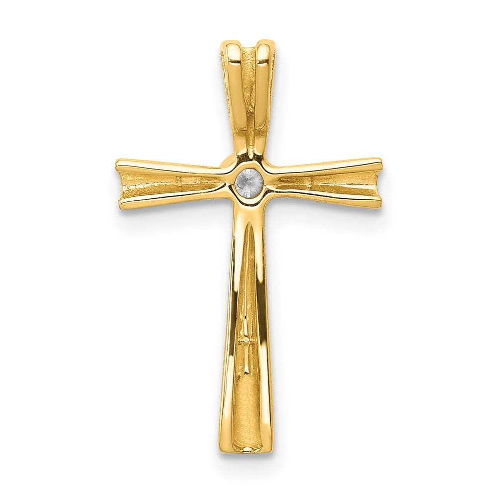 Solid 14k Yellow Gold AA Simulated CZ Cross Pendant