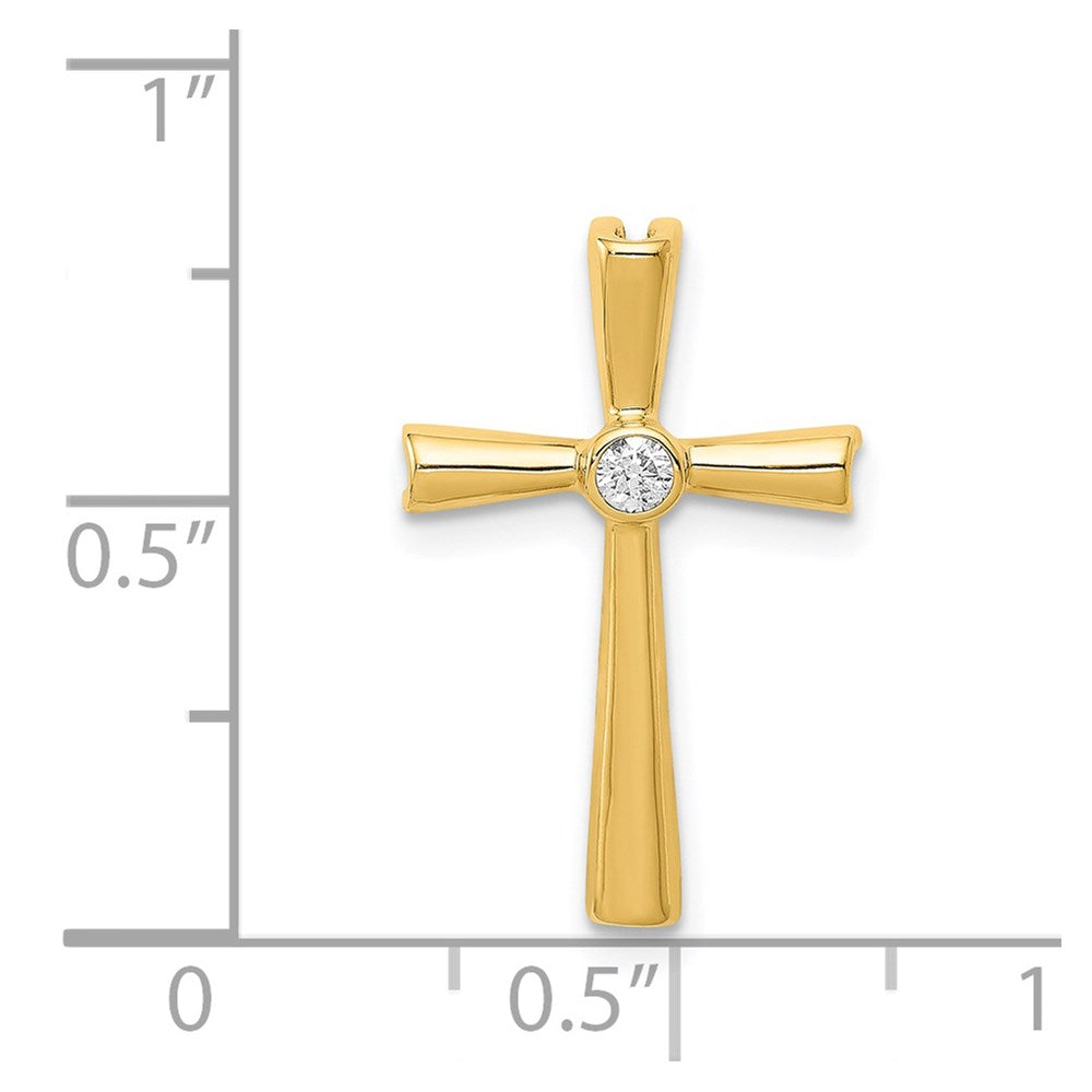 Solid 14k Yellow Gold AA Simulated CZ Cross Pendant