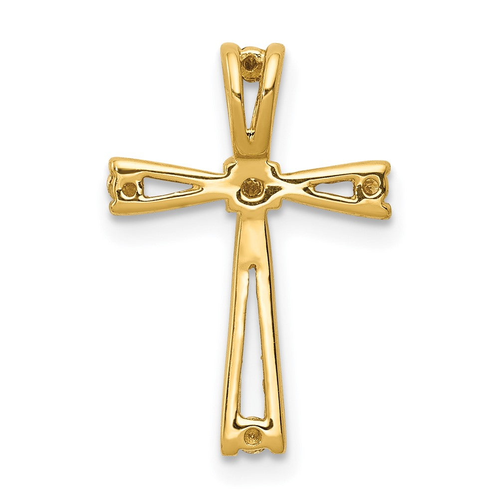 Solid 14k Yellow Gold AA Simulated CZ Cross Pendant