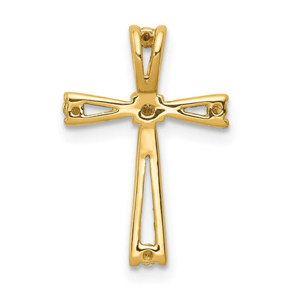 Solid 14k Yellow Gold AA Simulated CZ Cross Pendant