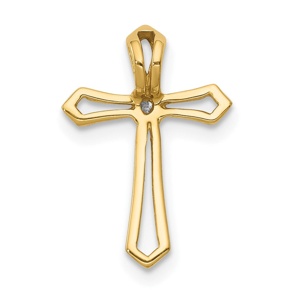 Solid 14k Yellow Gold AA Simulated CZ Cross Pendant