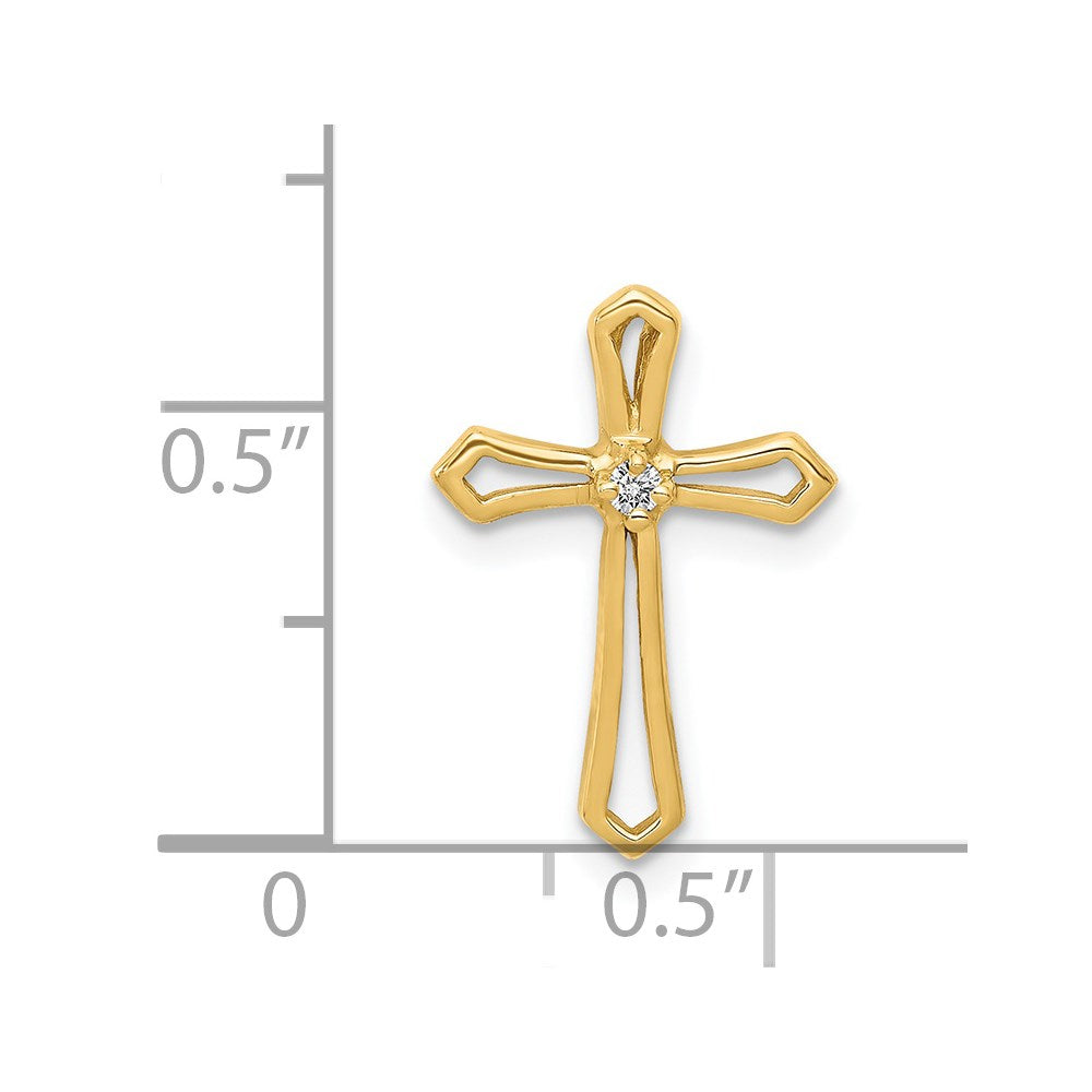 Solid 14k Yellow Gold AA Simulated CZ Cross Pendant