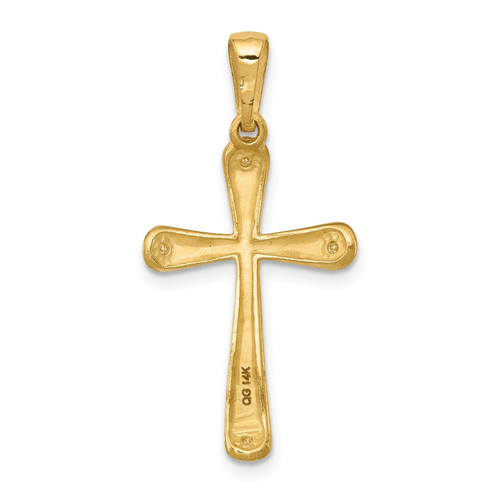 Solid 14k Yellow Gold AA Simulated CZ Cross Pendant
