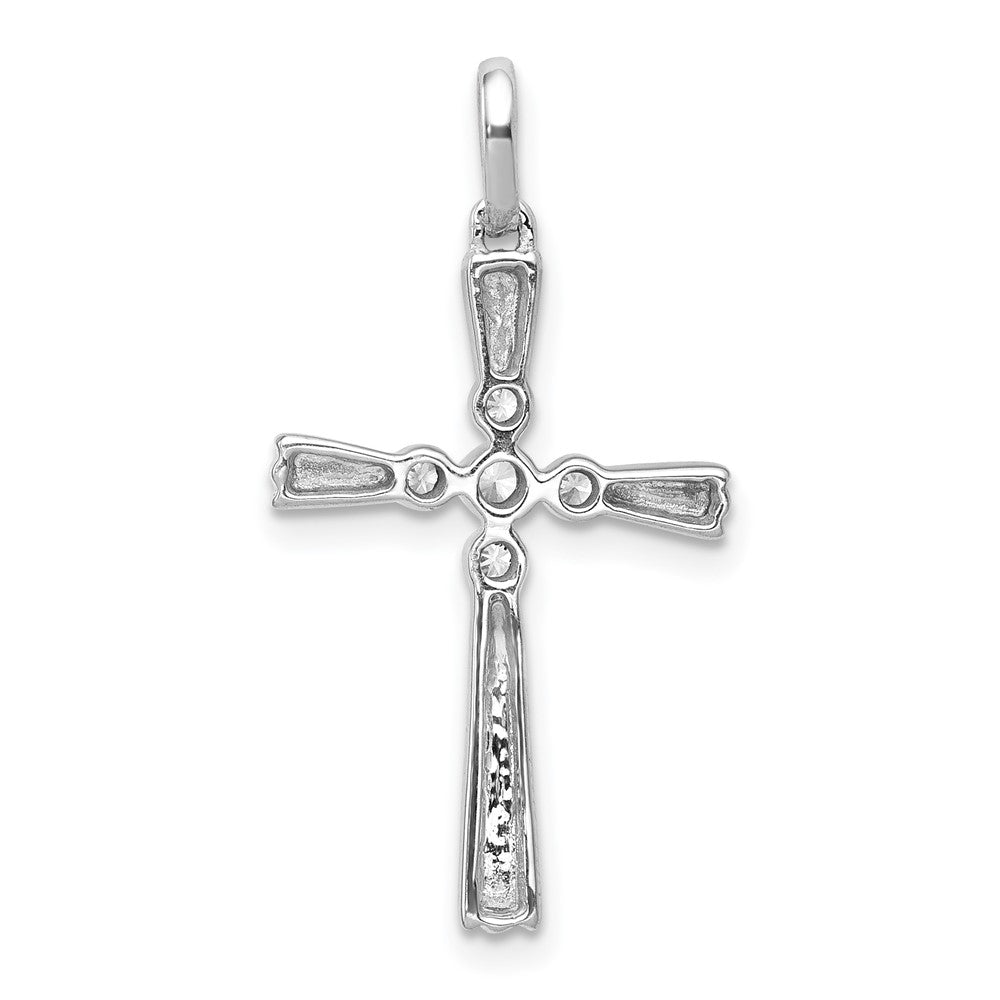 Solid 14k White Gold 1/15ct. Simulated CZ Cross Pendant