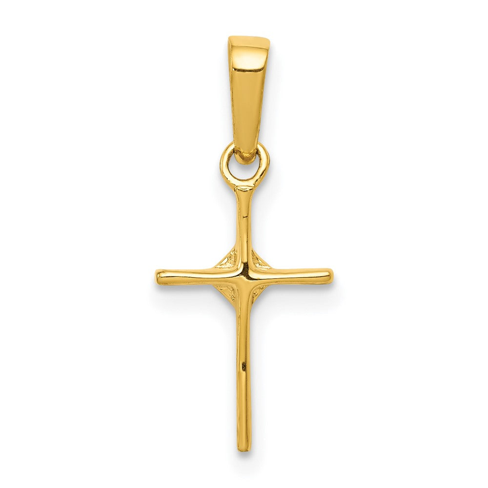 Solid 14k Yellow Gold Small .01ct. Simulated CZ Cross Pendant