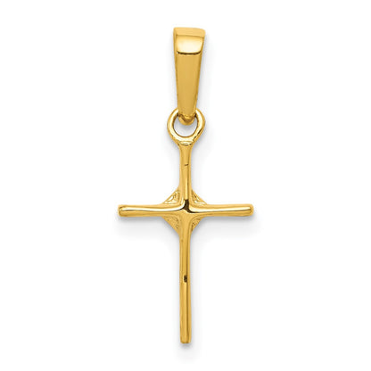 Solid 14k Yellow Gold Small .01ct. Simulated CZ Cross Pendant