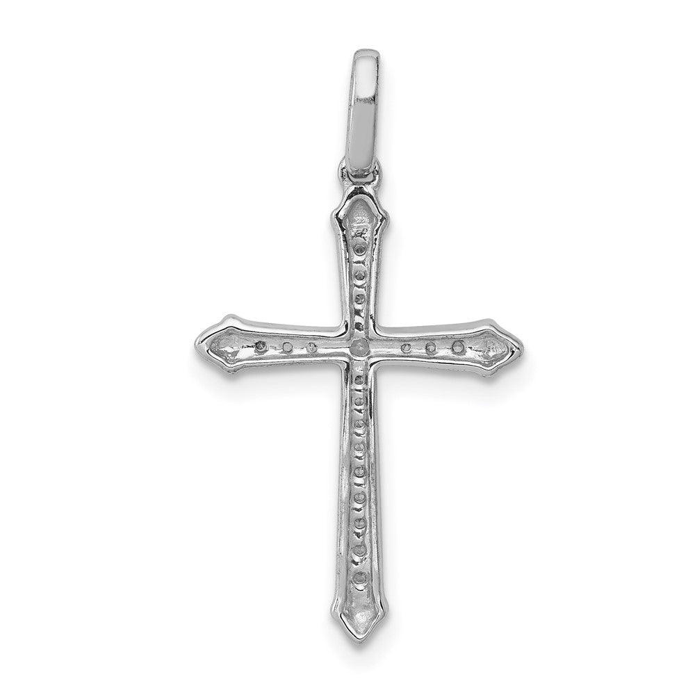 Solid 14k White Gold 1/10ct. Simulated CZ Cross Pendant