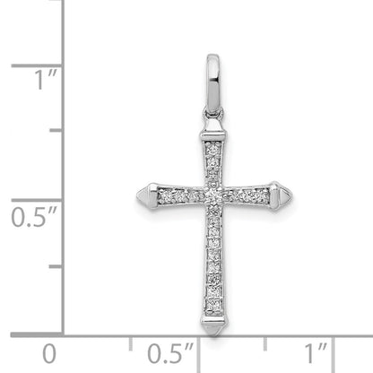 Solid 14k White Gold 1/10ct. Simulated CZ Cross Pendant