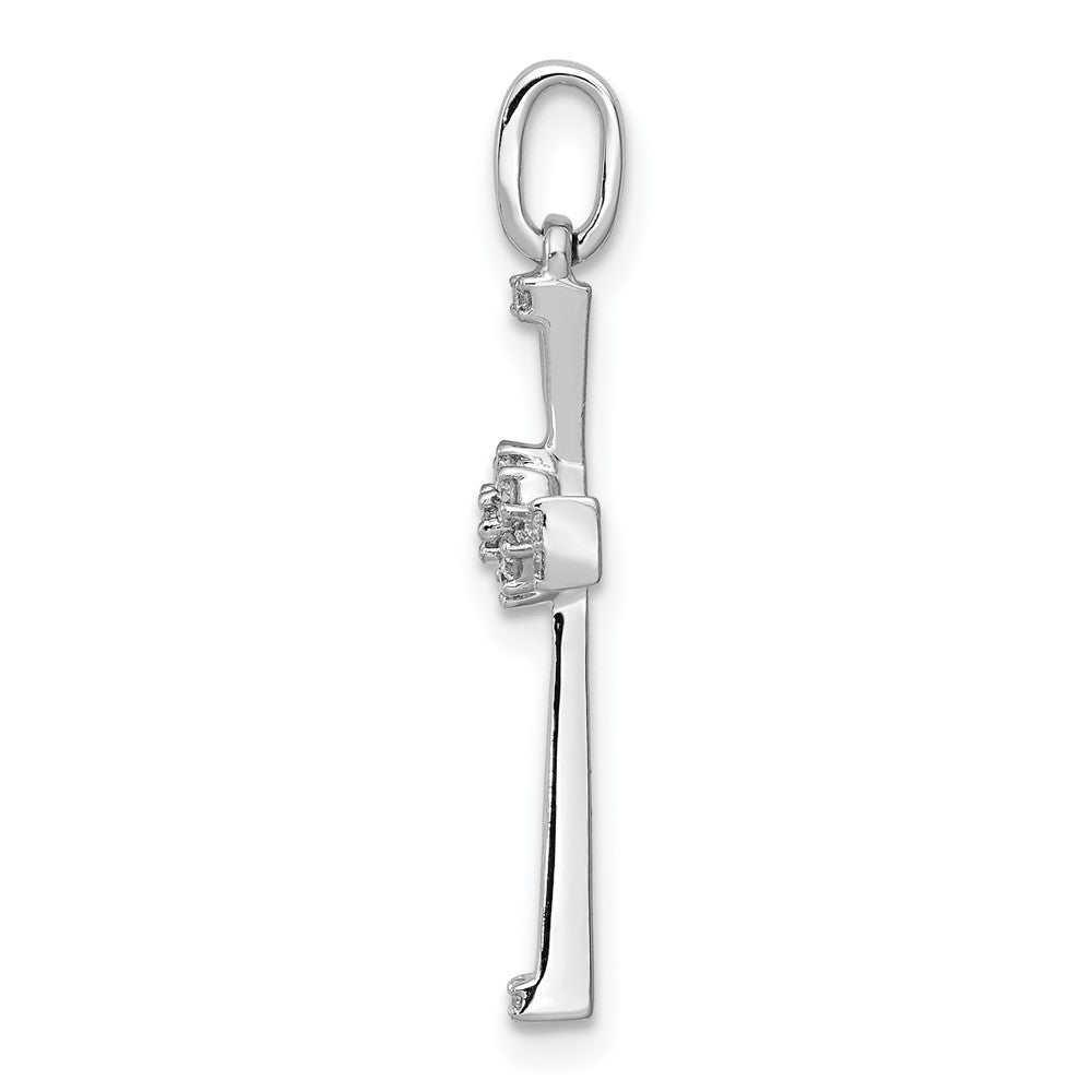 Solid 14k White Gold 1/6ct. Simulated CZ Cross Pendant
