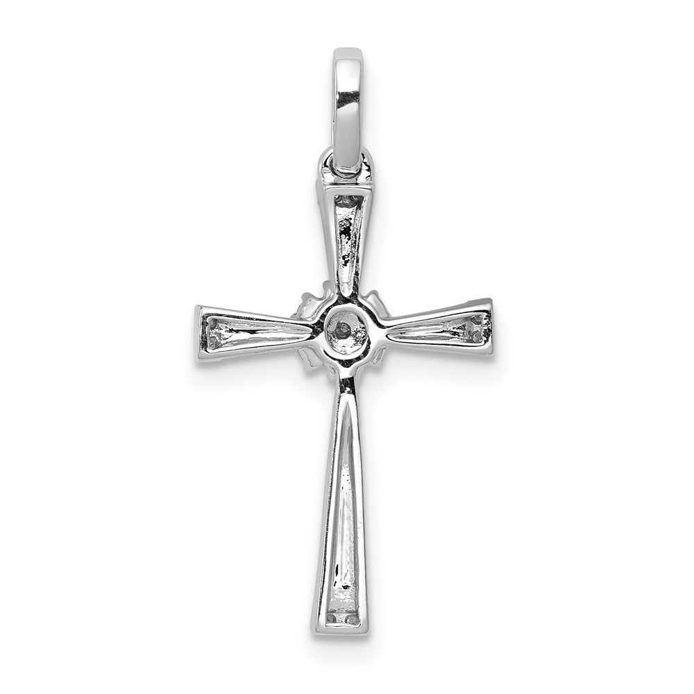 Solid 14k White Gold 1/6ct. Simulated CZ Cross Pendant