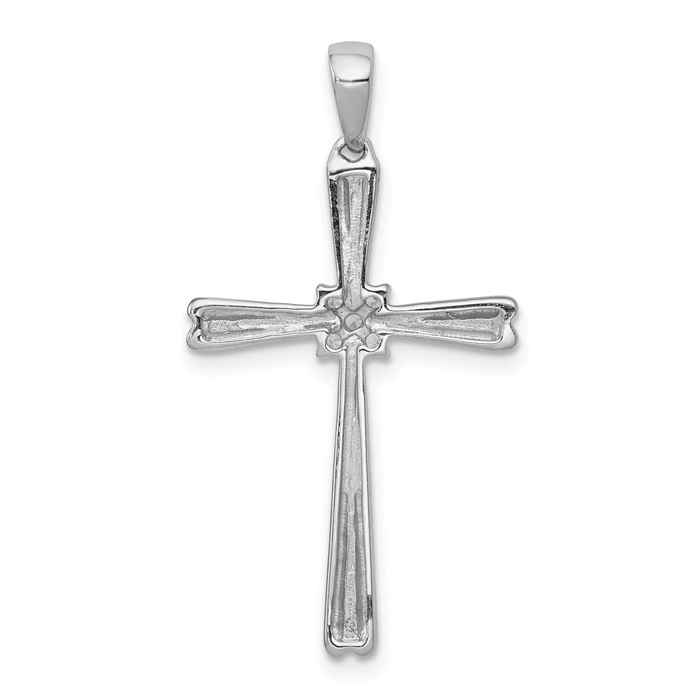 Solid 14k White Gold 1/20ct. Simulated CZ Cross Pendant
