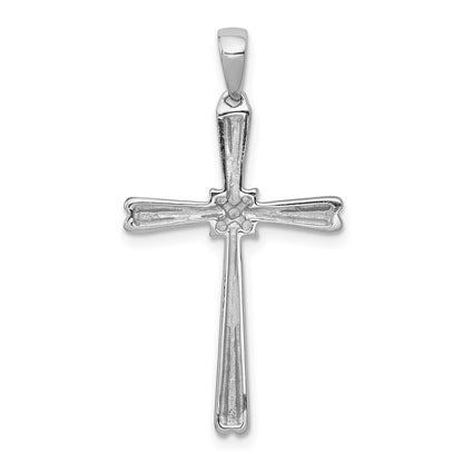 Solid 14k White Gold 1/20ct. Simulated CZ Cross Pendant