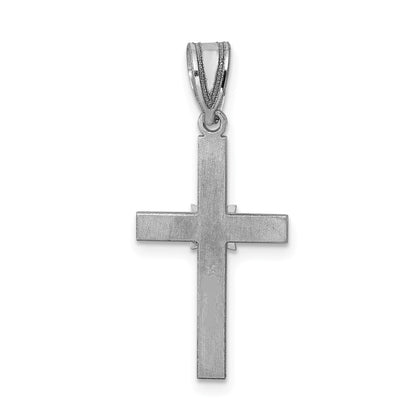 Solid 14k White Gold .01ct Simulated CZ Cross Pendant