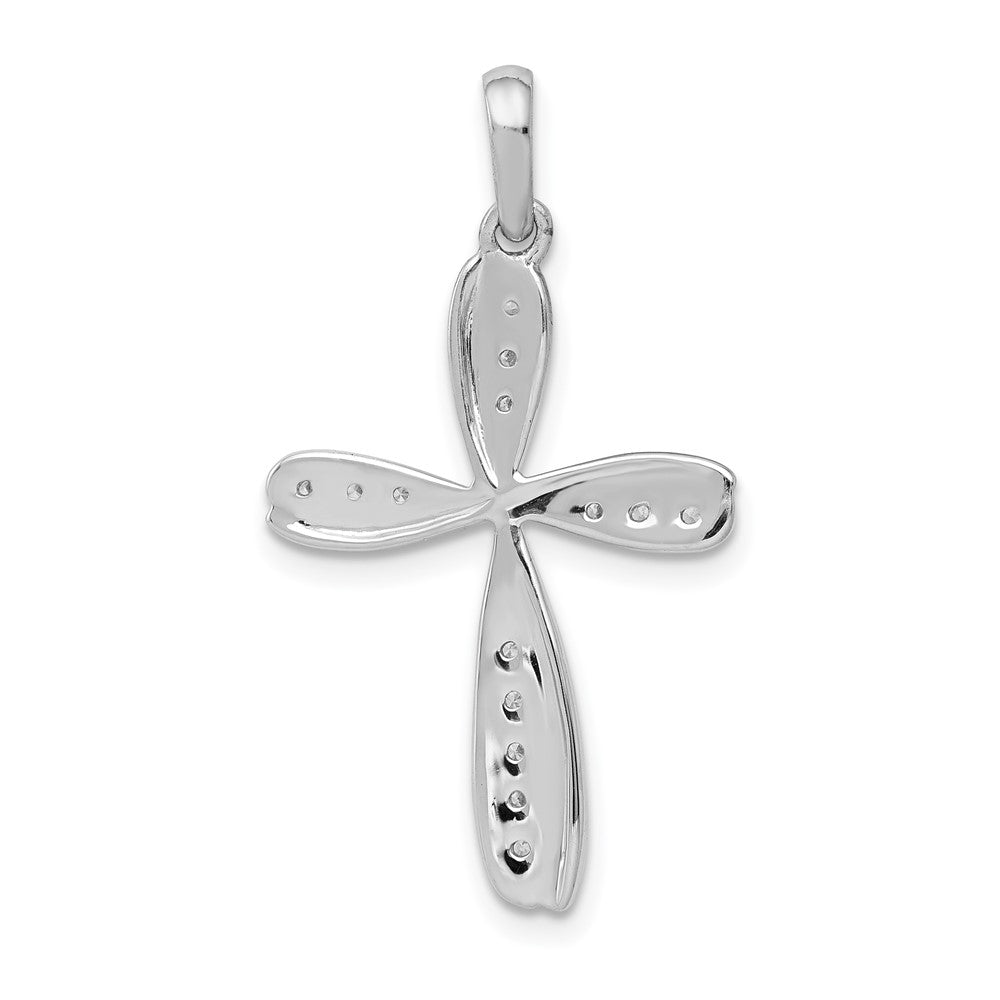 Solid 14k White Gold 1/15ct. Simulated CZ Cross Pendant