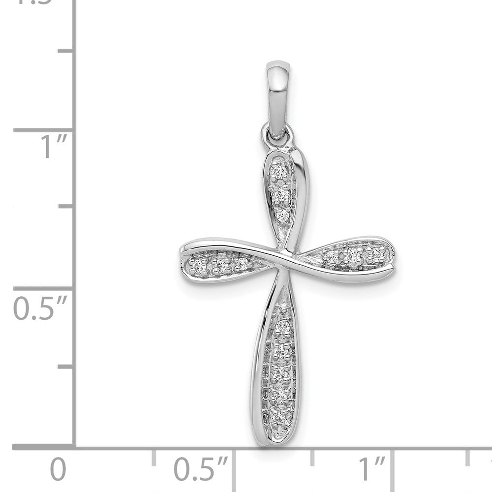Solid 14k White Gold 1/15ct. Simulated CZ Cross Pendant