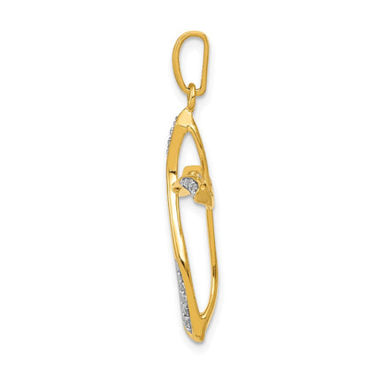 Solid 14k Yellow Gold 1/10ct. Simulated CZ Cross Pendant