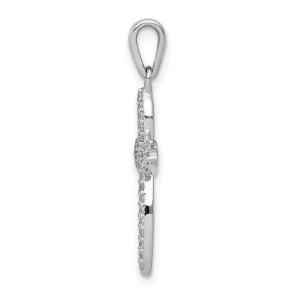 Solid 14k White Gold 1/5ct. Simulated CZ Cross Pendant