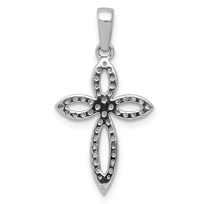 Solid 14k White Gold 1/5ct. Simulated CZ Cross Pendant