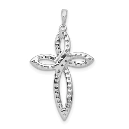 Solid 14k White Gold 1/2ct. Simulated CZ Cross Pendant