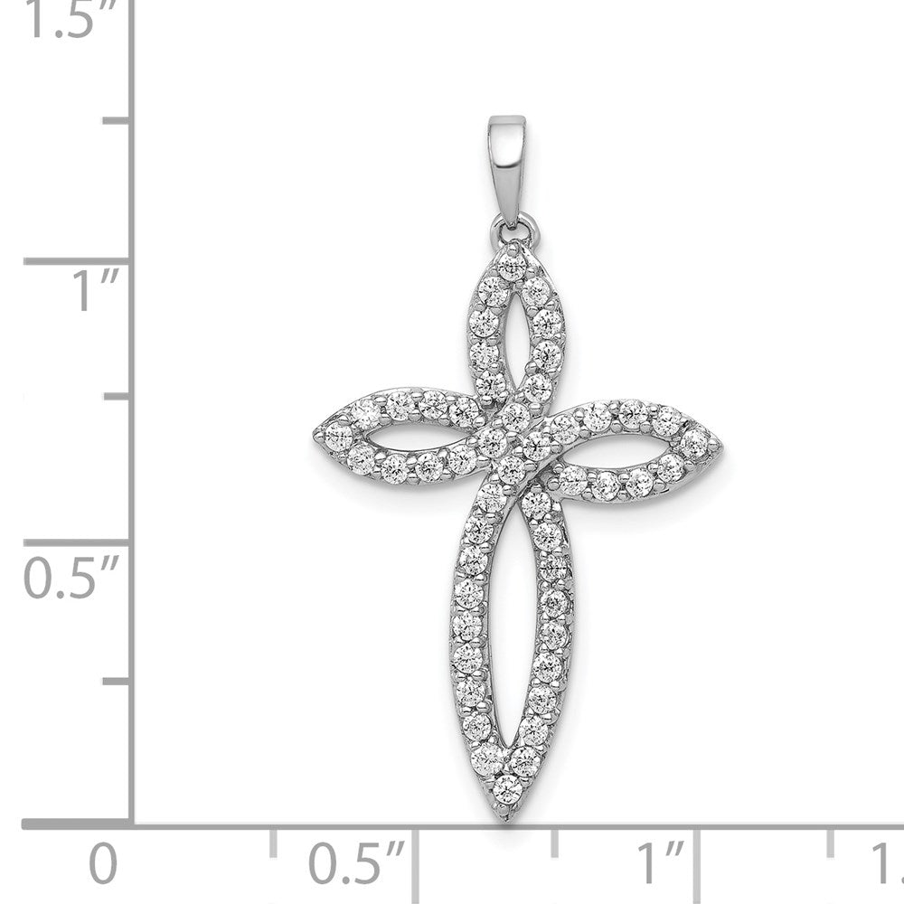 Solid 14k White Gold 1/2ct. Simulated CZ Cross Pendant