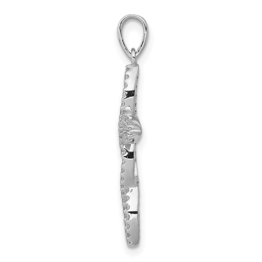 Solid 14k White Gold 1/4ct. Simulated CZ Cross Pendant