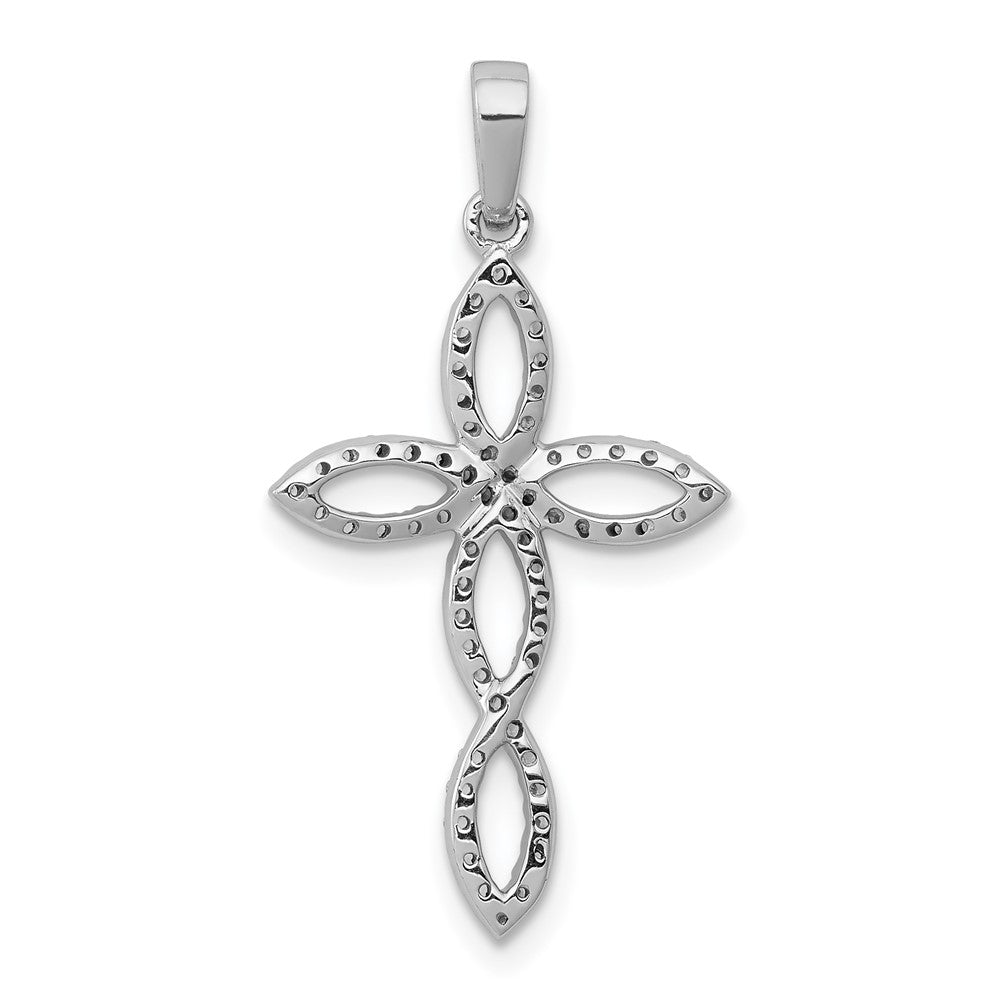 Solid 14k White Gold 1/4ct. Simulated CZ Cross Pendant
