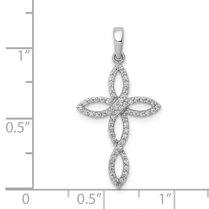 Solid 14k White Gold 1/4ct. Simulated CZ Cross Pendant
