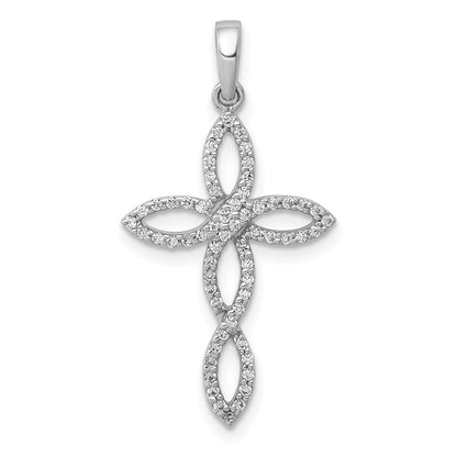 Solid 14k White Gold 1/4ct. Simulated CZ Cross Pendant