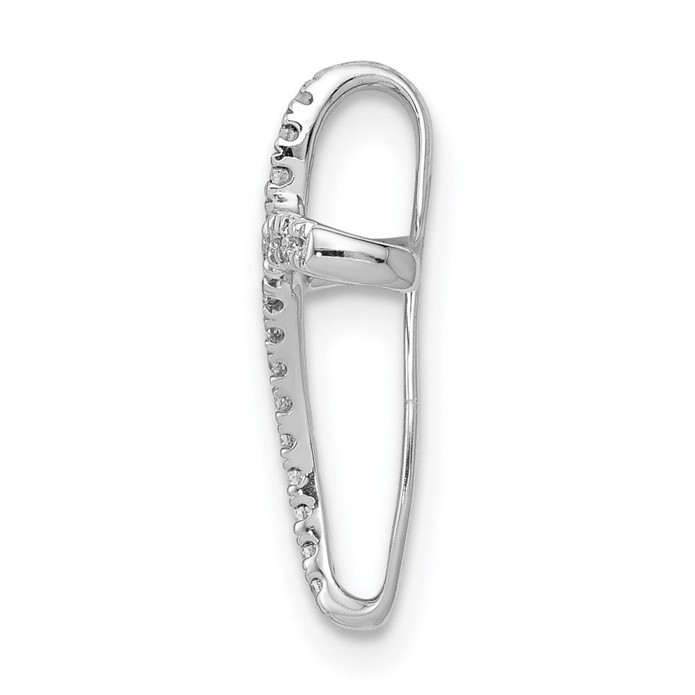 Solid 14k White Gold 1/15ct. Simulated CZ Cross Pendant