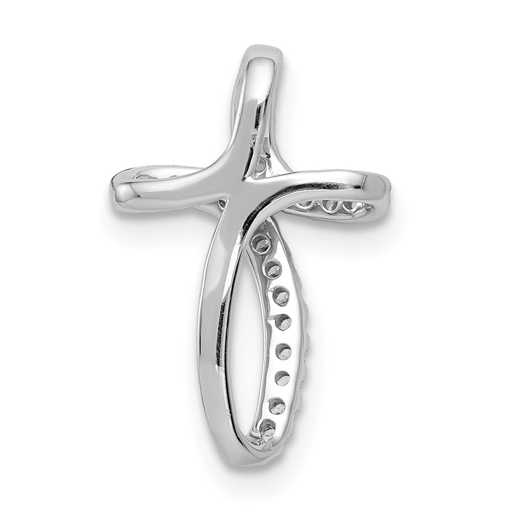 Solid 14k White Gold 1/15ct. Simulated CZ Cross Pendant