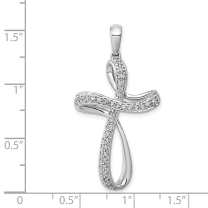 Solid 14k White Gold 1/5ct. Simulated CZ Cross Pendant