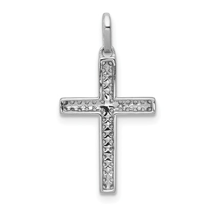 Solid 14k White Gold 1/6ct. Simulated CZ Cross Pendant